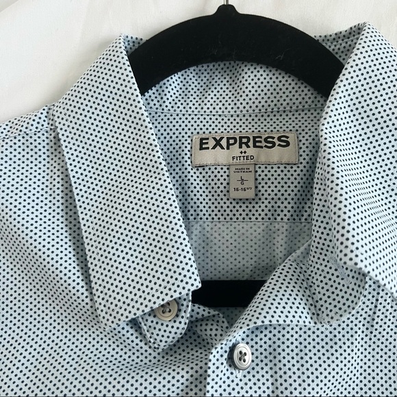 Blue Dress Shirt Size Large Polka Dot Express - Picture 2 of 3